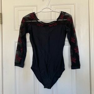Black Rose Mesh Leotard